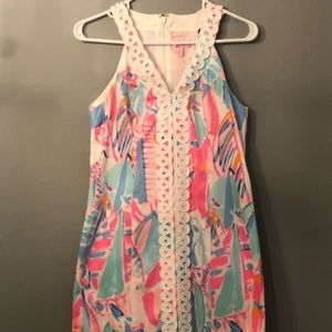 Lilly Pulitzer Pink, Blue & Green Sleeveless Shift Dress
